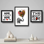 Set 3 Cuadros Elefante Amor Corazón Home Sweet Home Frase