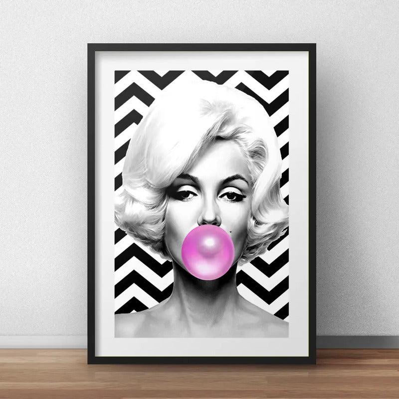 Cuadro Marilyn Monroe Chicle Pop Fashion Decoracion Paspartú