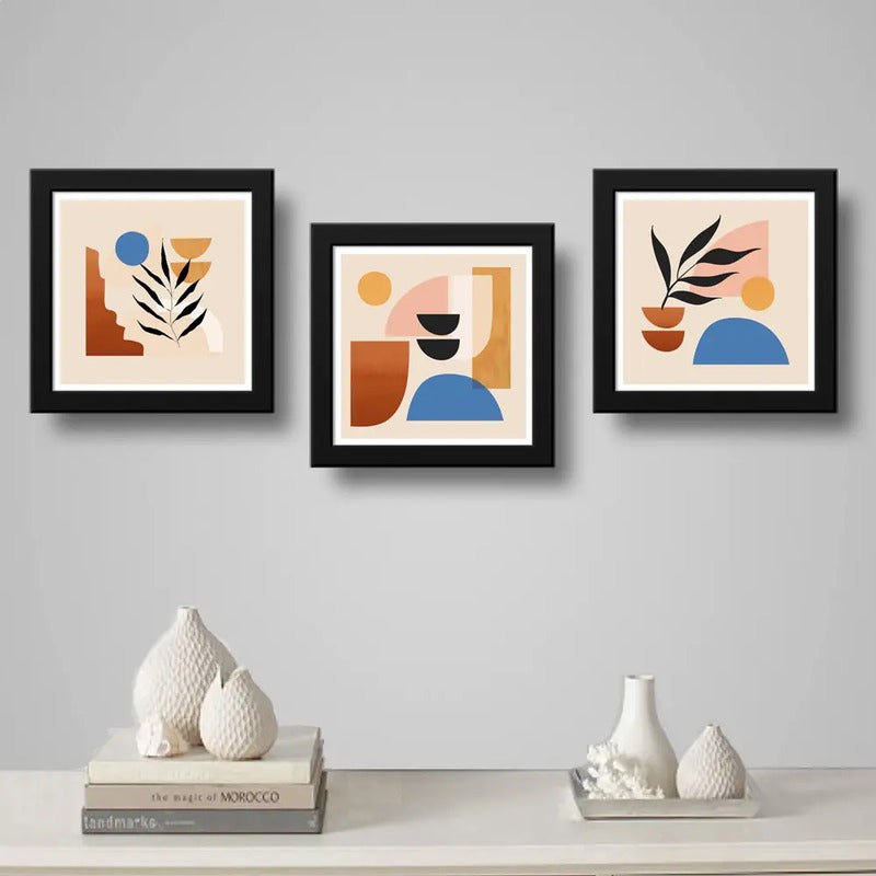 Set 3 Cuadros Boho Chic Hojas Flor Arte Decoracion