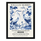 Cuadro Garzas Botanico William Morris En Azul Y Blanco Arte Marco Negro