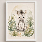 Cuadro Cebra Decoracion Dormitorio Infantil Tonos Suaves Marco Blanco