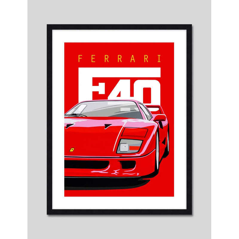 Cuadro Ferrari F40 Auto Modelo Coche Icónico Arte Decoracion Marco Negro