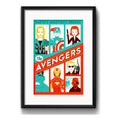 Cuadro The Avengers Minimalista Comics Heroes Con Paspartú Marco Negro