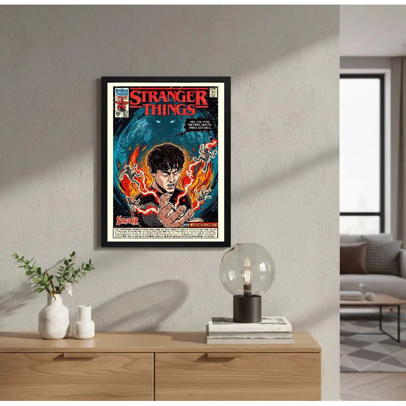 Cuadro Stranger Things V Serie Tv Comics Arte Decoracion Marco Negro