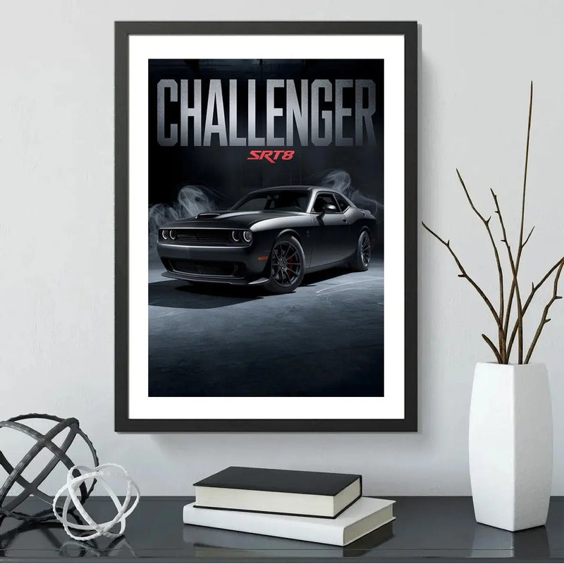 Cuadro Dodge Challenger Srt8 Auto Modelo Carrera Decoracion Marco Negro