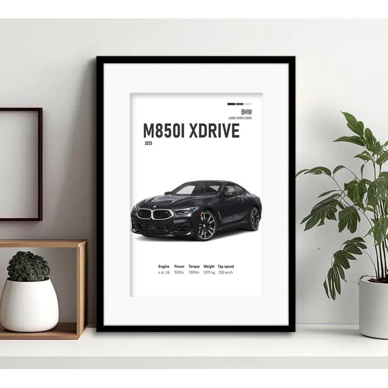 Cuadro Autos Y Camionetas Modelos Marcas Arte Con Paspartu Bmw Luxury Sports Coupe M8101 Xdrive Con Marco Negro