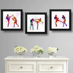 Set 3 Cuadros Artes Marciales Pop Art Mma Lucha Gym 33x33cm Marco Negro