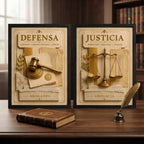 Set 2 Cuadros Temática Jurídica Abogado Justicia Efecto 3d Marco Negro