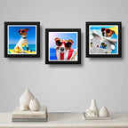Set 3 Cuadros Perro Playa Surf Mascota Pet Arte Decoracion
