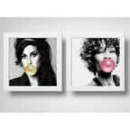 Set 2 Cuadros Amy Winehouse Whitney Houston Chicle Pop Art