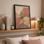 Cuadro Living Dormitorio Abstracto Geometrico Rosa Beige Marco Negro