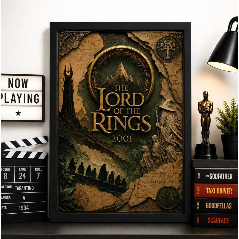 Cuadro El Señor De Los Anillos Pelicula Cine Arte Efecto 3d Marco Negro
