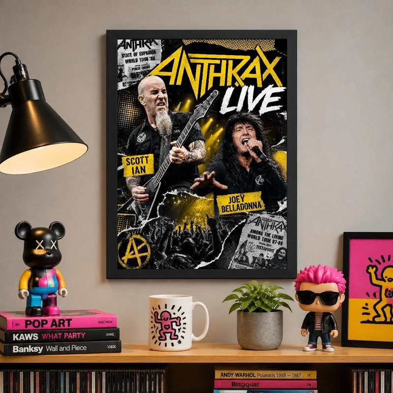 Cuadro Anthrax New York Thrash Heavy Metal Rock Arte Vintage Marco Negro