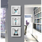 Set 3 Cuadros Leon Jirafa Oso Chicle Baby Animals Pop Art Marco Blanco