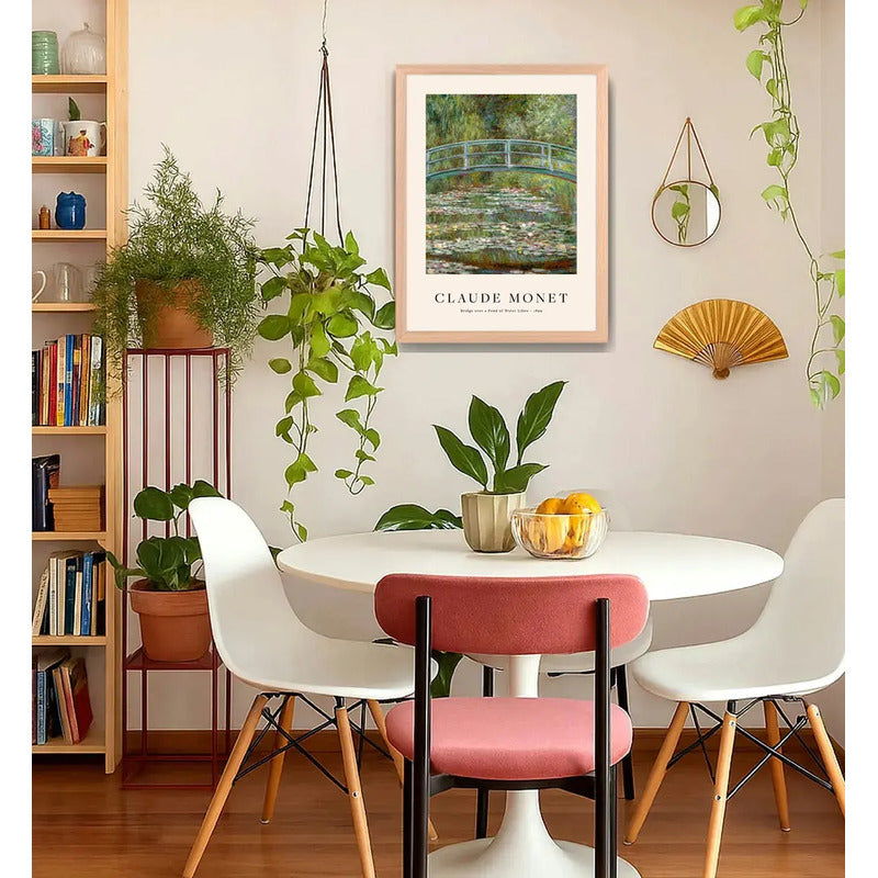 Cuadro Dormitorio Living Monet Los Nenúfares Marco Oak Marco Marrón Claro