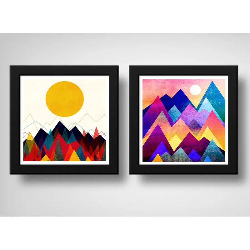 Set 2 Cuadros Geometrico Escandinavo Abstracto Decoracion B1