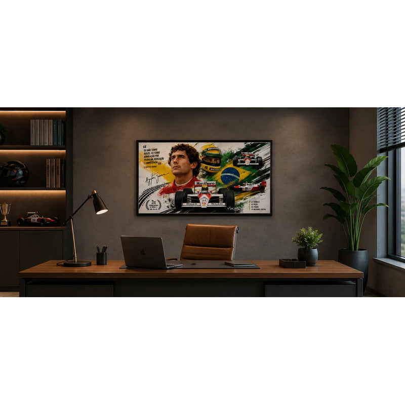 Cuadro Ayrton Senna Do Brasil Arte Formula 1 Mclaren Grande Marco Negro