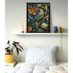 Cuadro Pajaro Botanico Flores William Morris Aves Flor Arte Pájaro Entre Flores W Morris 2 Marco Negro