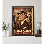 Cuadro Carlos Gardel Ciudad Vieja Montevideo Solis Retro Marco Negro