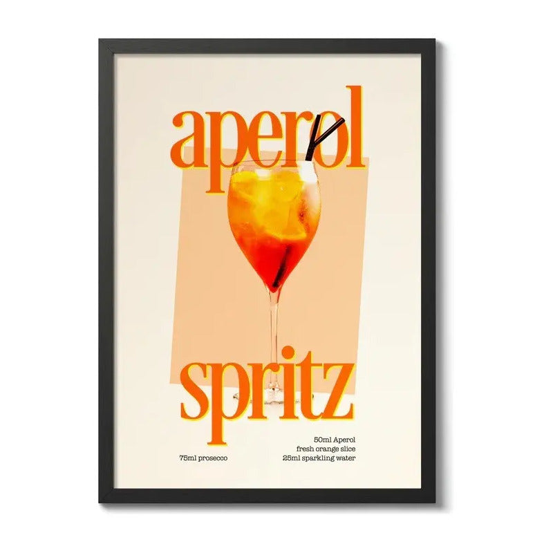 Cuadro Aperol Arte Cocktail Drink Bar Pub Cocina Decoracion Aperol Spritz 2 Marco Negro