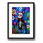 Cuadro Gato Perro Calavera Mexicana Decoracion Con Paspartú