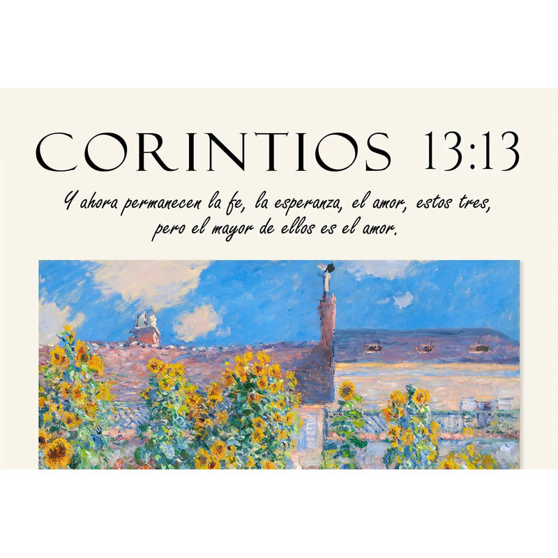 Cuadro Dormitorio Living Versiculo Biblia Corintios 13 Monet Marco Negro