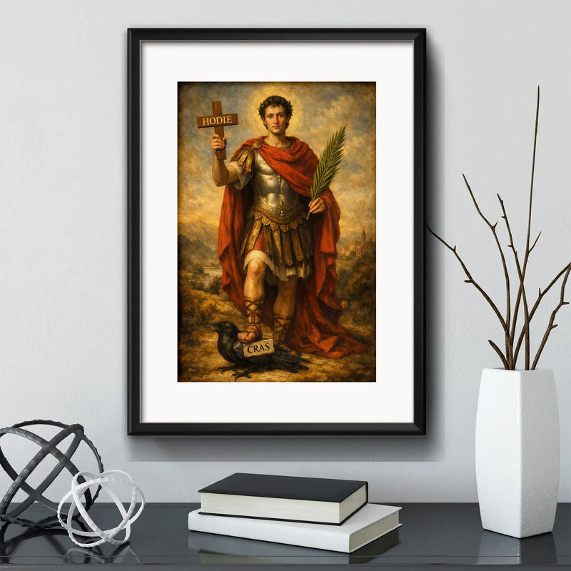 Cuadro San Expedito Causas Urgentes Dios Jesus Con Paspartú Marco Negro