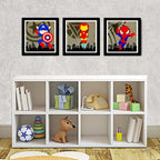 Set 3 Cuadros Heroes Kids Capitan America Iron Man Spiderman