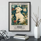 Cuadro Perro Flores William Morris Art & Craft 1 Exposición Marco Negro