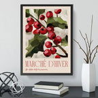 Cuadro Dormitorio Living Marché D'hiver Flores Bayas Arte Marco Negro