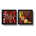 Set 2 Cuadros Pimientas Condimentos Cocina Decora - 33x33cm Marco Negro