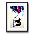 Cuadro Oso Panda Narguile Arte Urbano Decoracion Paspartú Marco Negro
