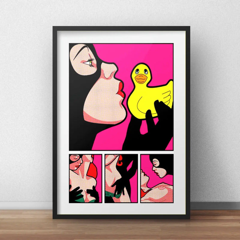 Cuadro Catwoman Pop Art Comics Gatubela Heroes Con Paspartú Marco Negro
