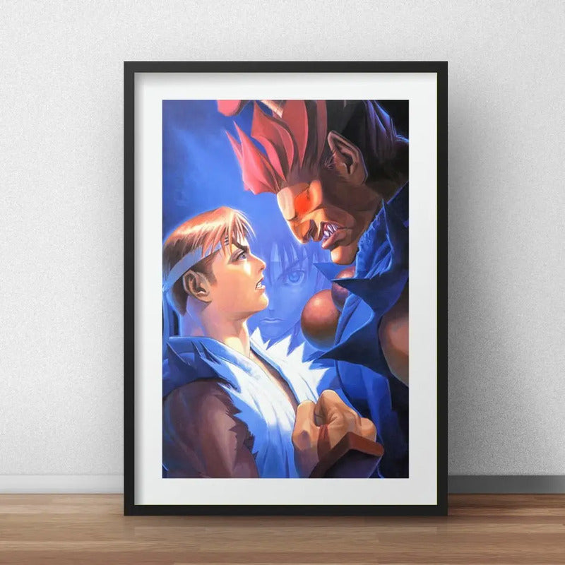 Cuadro Street Fighter Game Juego Decoracion Con Paspartú Marco Negro