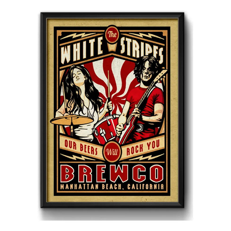 Cuadro White Stripes Indie Rock Arte Jack White Decoracion Marco Negro