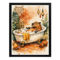 Cuadro Carpincho Banera Bano Boho Botanico Arte Decoracion Marco Negro