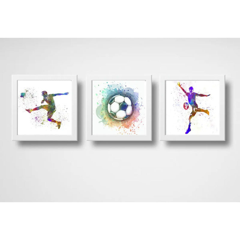 Set 3 Cuadros Futbol Pop Art Balon Pelota Deporte Decoracion