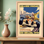 Cuadro Interlagos Brasil Ayrton Senna Formula 1 Marco Oak Marco Marrón Claro
