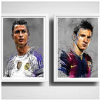 Set 2 Cuadros Messi Cristiano Ronaldo Cr7 Fútbol Decoración