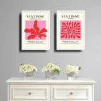 Set 2 Cuadros Dormitorio Living Matisse Tonos Rosa Pink Marco Blanco