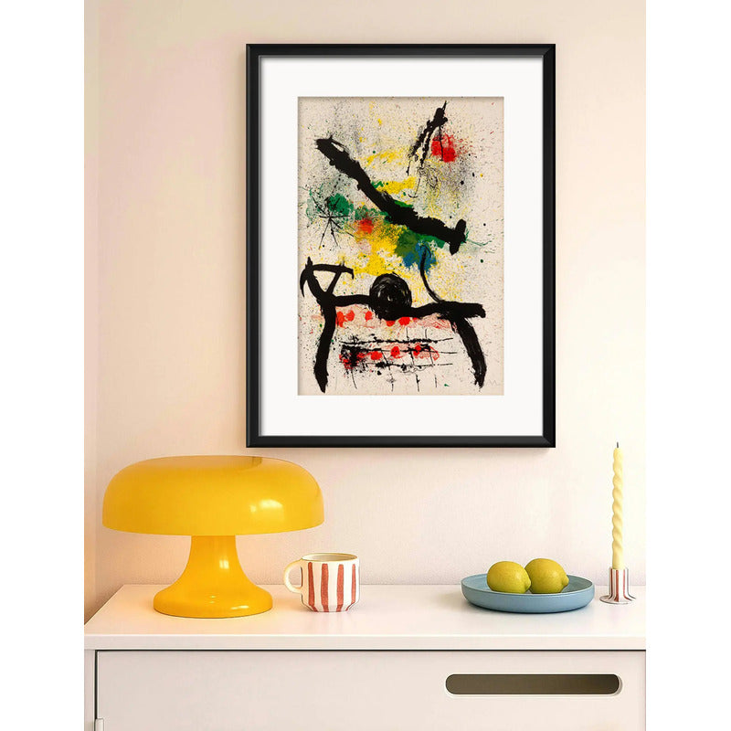 Cuadro Joan Miró Litografía Bs1 Arte Abstracto Con Paspartú Marco Negro