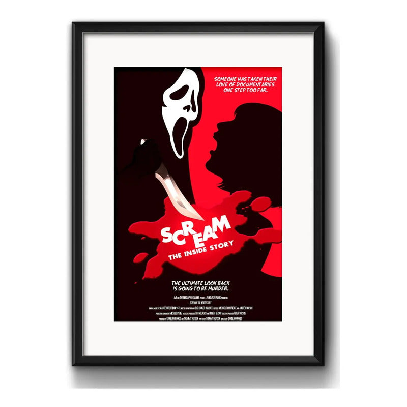 Cuadro Scream Grita Ghostface Terror Cine Brs2 Con Paspartú Marco Negro