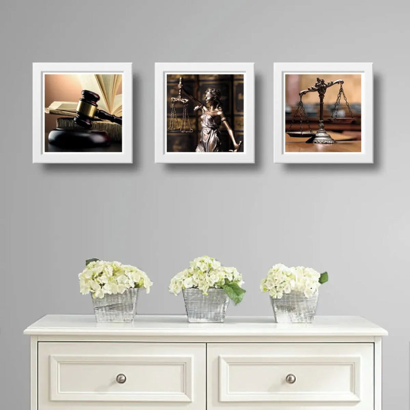 Set 3 Cuadros Abogado Diosa Justicia Juez Estudio Oficina