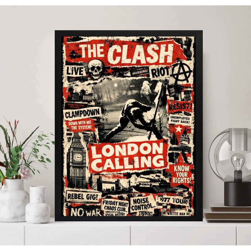 Cuadro The Clash London Calling Punk Rock Musica Decoracion Marco Negro