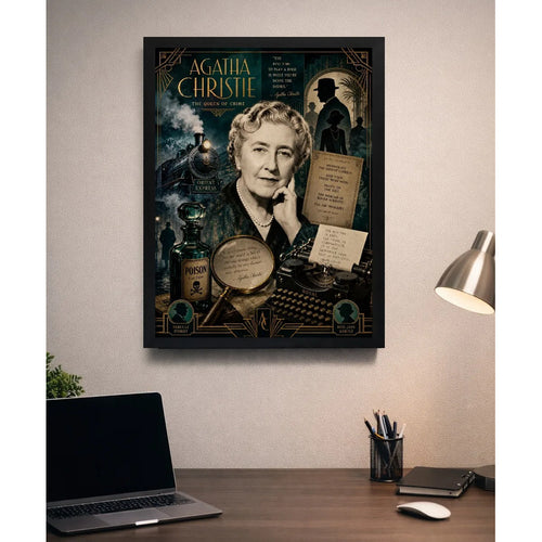 Cuadro Agatha Christie Arte Retro Obras Escritora Novelas Marco Negro