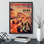 Cuadro Monaco Pista De Carrera Autodromo Formula 1 Retro Reims Gran Premio De Francia Negro