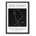 Cuadro Picasso Black Minimalista Line Arte Blanco Y Negro Pajaro Negro Marco Negro