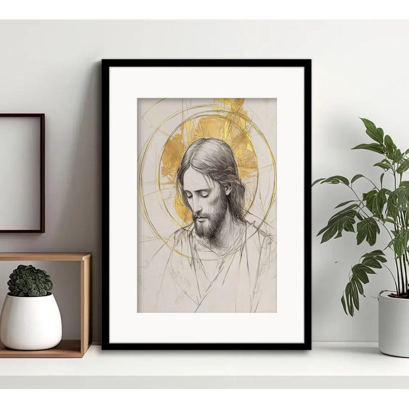 Cuadro Jesús Cristo Senor La Humildad Es Oro Con Paspartú Marco Negro