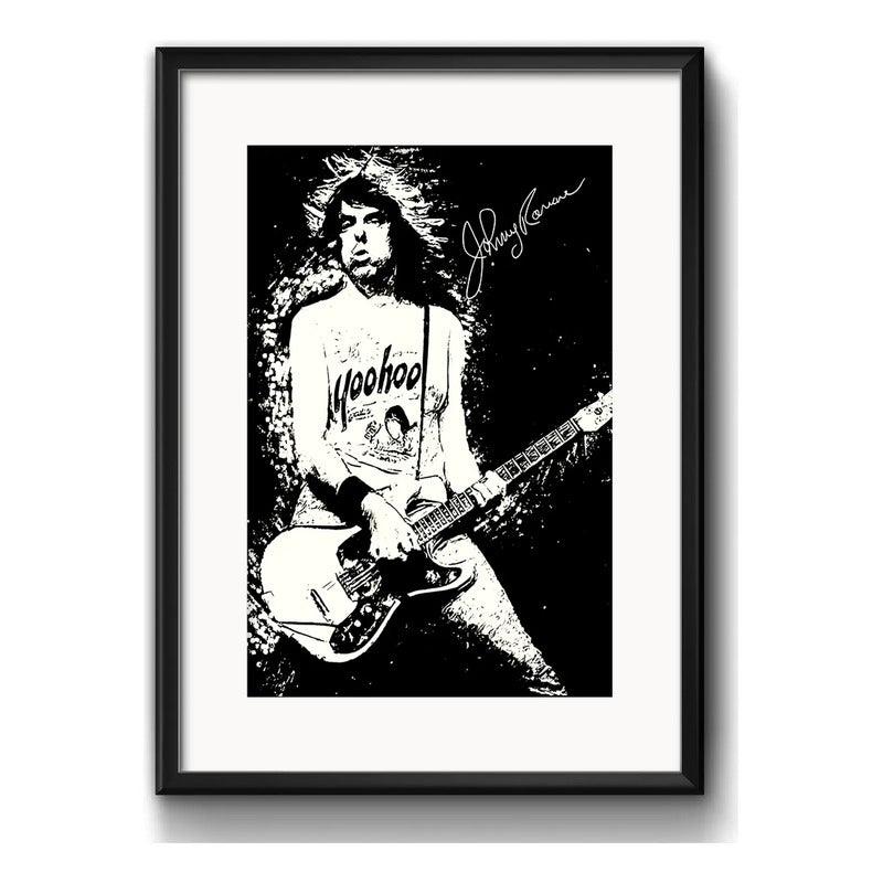 Cuadro Johnny Ramone Punk Ramones Decoracion Con Paspartú Marco Negro