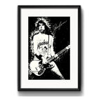Cuadro Johnny Ramone Punk Ramones Decoracion Con Paspartú Marco Negro